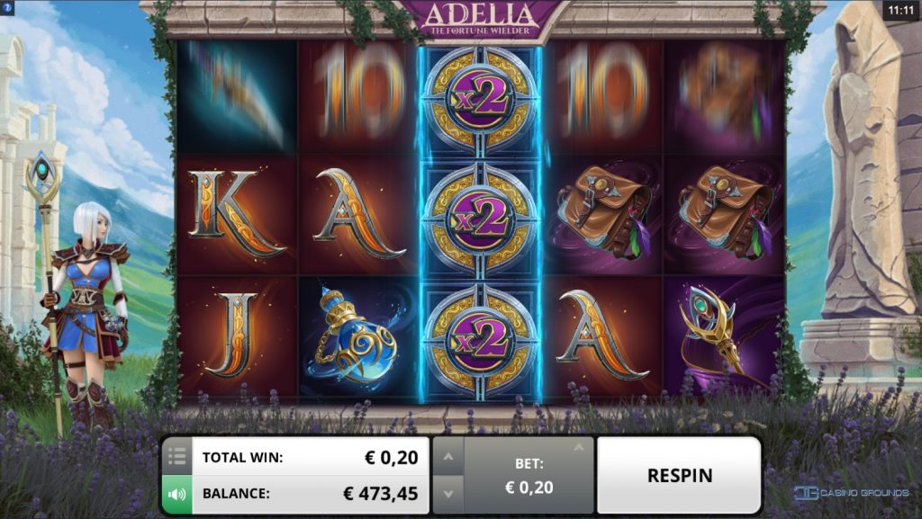  Adelia The Fortune Wielder slot game. Play it now at Happyluke